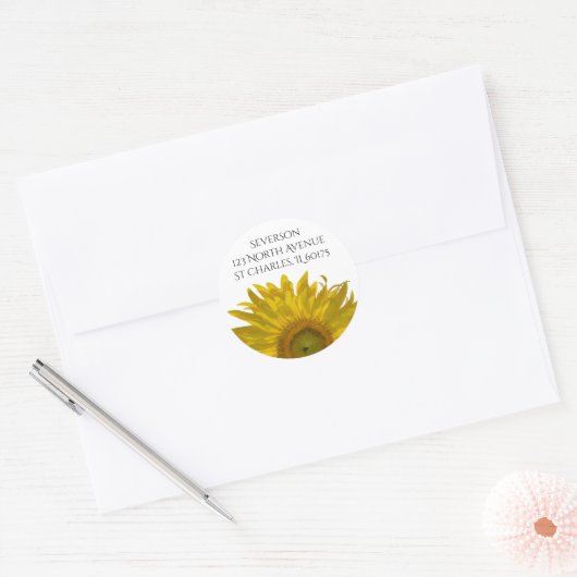 Yellow Sunflower Return-adres Ronde Sticker (Envelop)