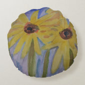 Yellow Sunflower Round Cushion Rond Kussen (Achterkant)