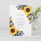 Yellow Sunflower Rustic Bloom Wedding Kaart (Staand voorkant)