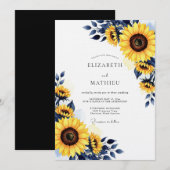 Yellow Sunflower Rustic Bloom Wedding Kaart (Voorkant / Achterkant)