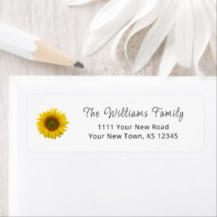 Yellow Sunflower Rustic Country Return Address Etiket