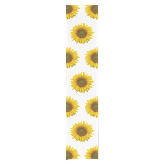 Yellow Sunflower Rustic Land Korte Tafelloper (Voorkant)