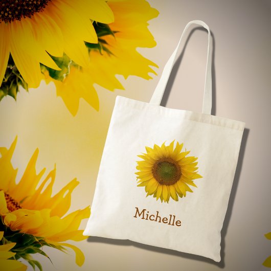 Yellow Sunflower Rustic Land Tote Bag