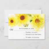 *~* Yellow Sunflower Rustic Wedding RSVP (Voorkant)