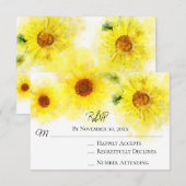 *~* Yellow Sunflower Rustic Wedding RSVP (Voorkant / Achterkant)