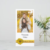 Yellow Sunflower Stripe - Fotokaart Bedankkaart (Staand voorkant)