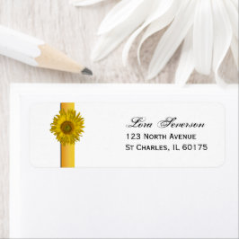 Yellow Sunflower Stripe Return Address Etiket