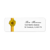 Yellow Sunflower Stripe Return Address Etiket (Voorkant)