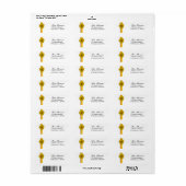 Yellow Sunflower Stripe Return Address Etiket (Full Sheet)