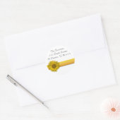 Yellow Sunflower Stripe Return Address Ronde Sticker (Envelop)