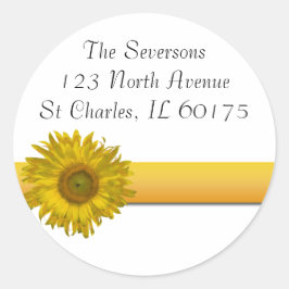 Yellow Sunflower Stripe Return Address Ronde Sticker