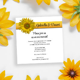 Yellow Sunflower Stripe Wedding Kaart