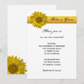 Yellow Sunflower Stripe Wedding Kaart (Voorkant / Achterkant)