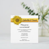 Yellow Sunflower Stripe Wedding Kaart (Staand voorkant)