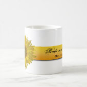 Yellow Sunflower Stripe Wedding Koffiemok (Center)