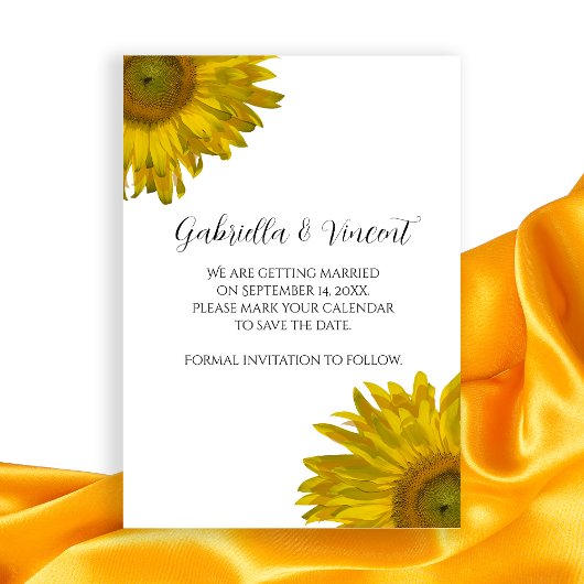 Yellow Sunflower Summer Weddenschap Save the Date
