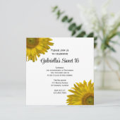 Yellow Sunflower Sweet 16 Birthday Party Kaart (Staand voorkant)