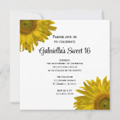 Yellow Sunflower Sweet 16 Birthday Party Kaart (Voorkant)
