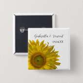 Yellow Sunflower Vierkante Button 5,1 Cm (Voorkant /achterkant)