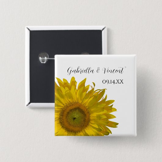 Yellow Sunflower Vierkante Button 5,1 Cm (Voorkant /achterkant)