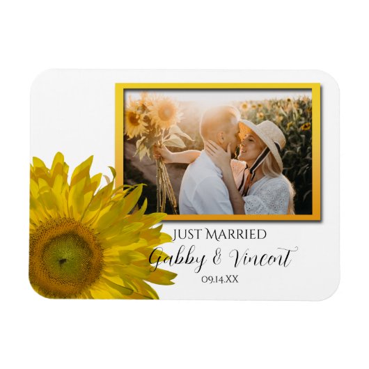 Yellow Sunflower Weddenschap Net getrouwd Foto Magneet (Horizontaal)