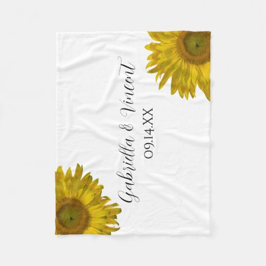 Yellow Sunflower Wedding Fleece Deken (Voorkant)