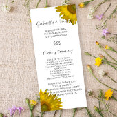 Yellow Sunflower Wedding Programme Programmakaart