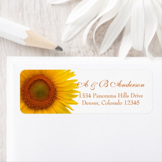 Yellow Sunflower Wedding Return Address Label (Insitu)