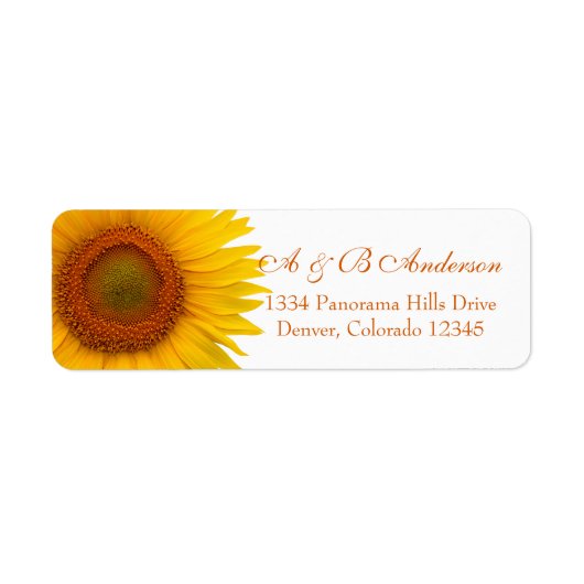 Yellow Sunflower Wedding Return Address Label (Voorkant)