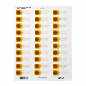 Yellow Sunflower Wedding Return Address Label (Full Sheet)