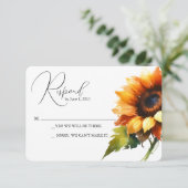 Yellow Sunflower Wedding RSVP-kaart RSVP Kaartje (Staand voorkant)