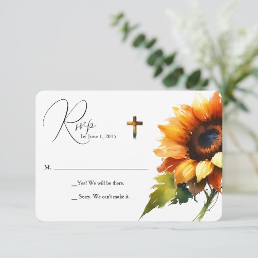 Yellow Sunflower Wedding RSVP-kaart RSVP Kaartje (Staand voorkant)