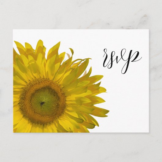 Yellow Sunflower Wedding RSVP Response Uitnodiging Briefkaart (Voorkant)