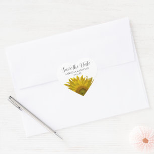 Yellow Sunflower Wedding Save the Date Hart Sticker