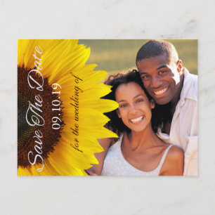 Yellow Sunflower Wedding Save the Date Photo Aankondigingskaart