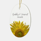 Yellow Sunflower Weduwfoto Keramisch Ornament (Links)