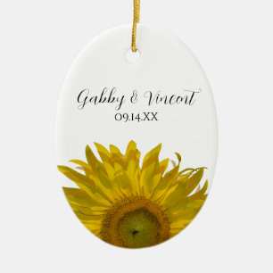 Yellow Sunflower Weduwfoto Keramisch Ornament
