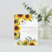 Yellow Sunflower White Daisies Change Address Briefkaart (Staand voorkant)