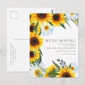 Yellow Sunflower White Daisies Change Address Briefkaart (Voorkant / Achterkant)