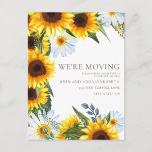 Yellow Sunflower White Daisies Change Address Briefkaart