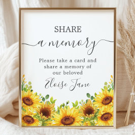 Yellow Sunflowers Memorial Funeral Deel een herinn Poster