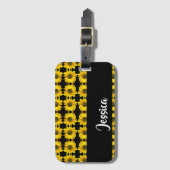 Yellow sunflowers on black bagagelabel (Voorkant (verticaal))