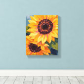 Yellow Sunflowers | Watercolor Floral Painting Canvas Afdruk (Insitu (Houten vloer))