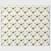 Yellow Suns Stars Moon Green Palm Scrapbook Paper Cadeaupapier (Vlak)