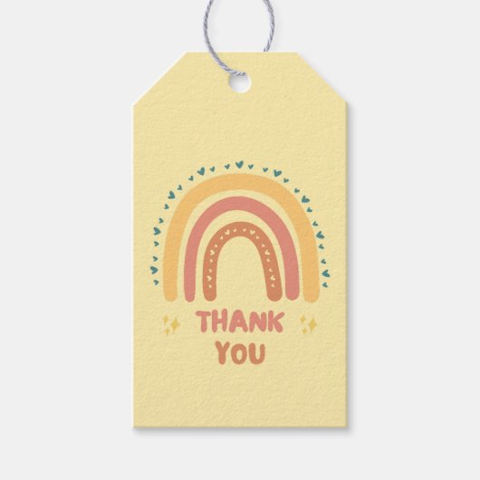 Yellow Sunshine Baby shower Dank u Labels Cadeaulabel (Voorkant)