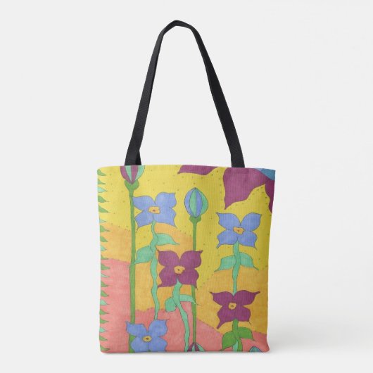 Yellow Sunshine Bohemian Floral Canvas tas (Achterkant)