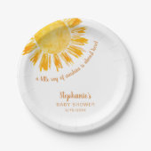 Yellow Sunshine Boho Baby shower Papieren Bordje (Voorkant)