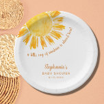 Yellow Sunshine Boho Baby shower Papieren Bordje<br><div class="desc">Deze papieren baby shower borden hebben de tekst "Een kleine zonnestraal is er bijna!" met een waterverf gele zon. Ideaal voor een genderneutraal baby shower. Eenvoudig aan te passen. Gebruik het Hulpmiddel van het Ontwerp om de tekstgrootte, de stijl, of de kleur te veranderen. Omdat wij ons kunstwerk creëer, zult...</div>