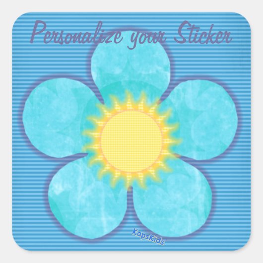 Yellow Sunshine Center Flower Vierkante Sticker (Voorkant)