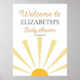 Yellow Sunshine Genderneutraal Baby shower Welkom Poster